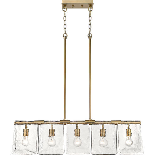Serenity 5 Light 37.88 inch Modern Brass Linear Pendant Ceiling Light